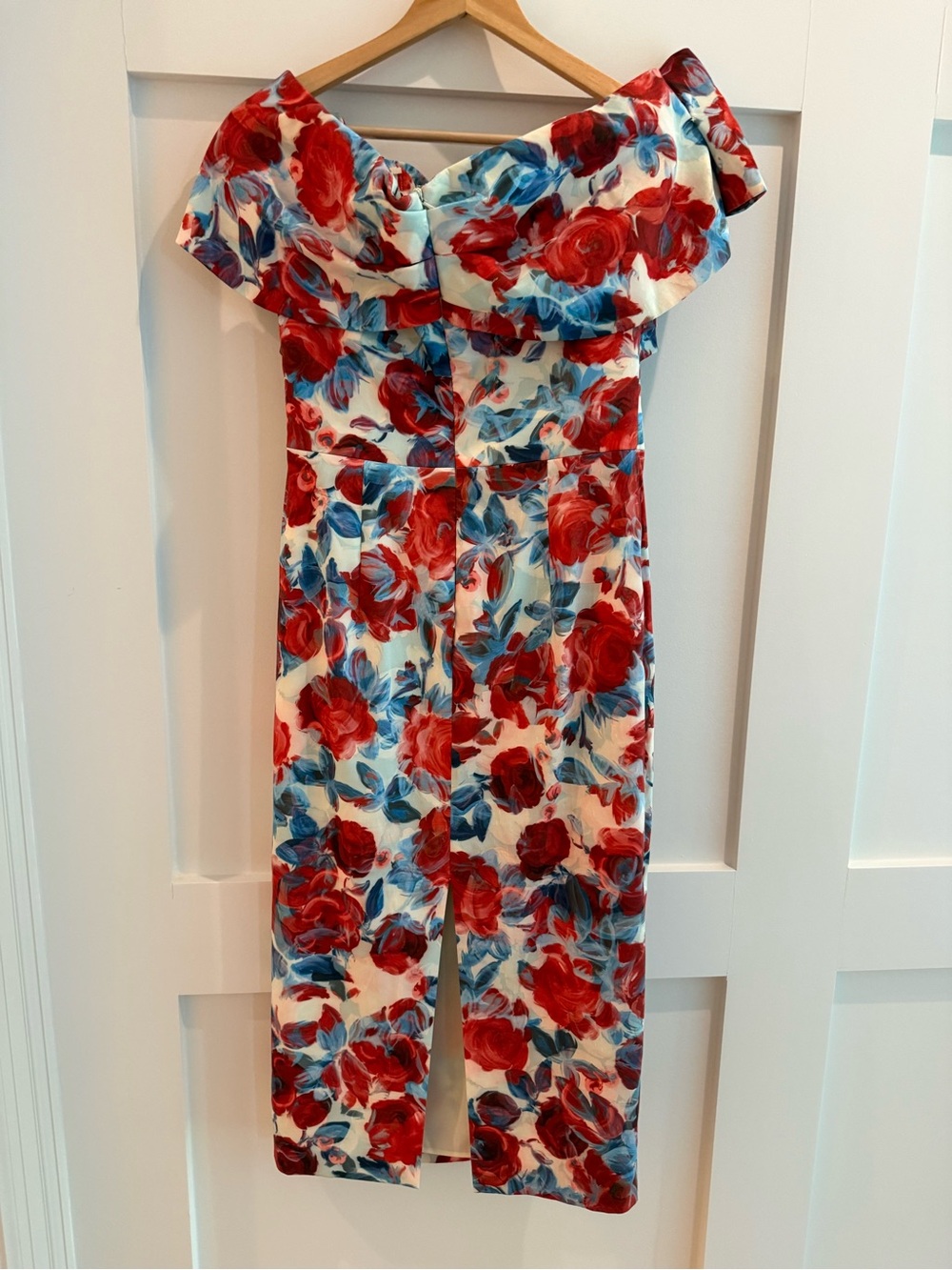 Rebecca Vallance Fleurette floral taffeta midi Dress Red, Blue- size US 6 - Picture 10 of 16